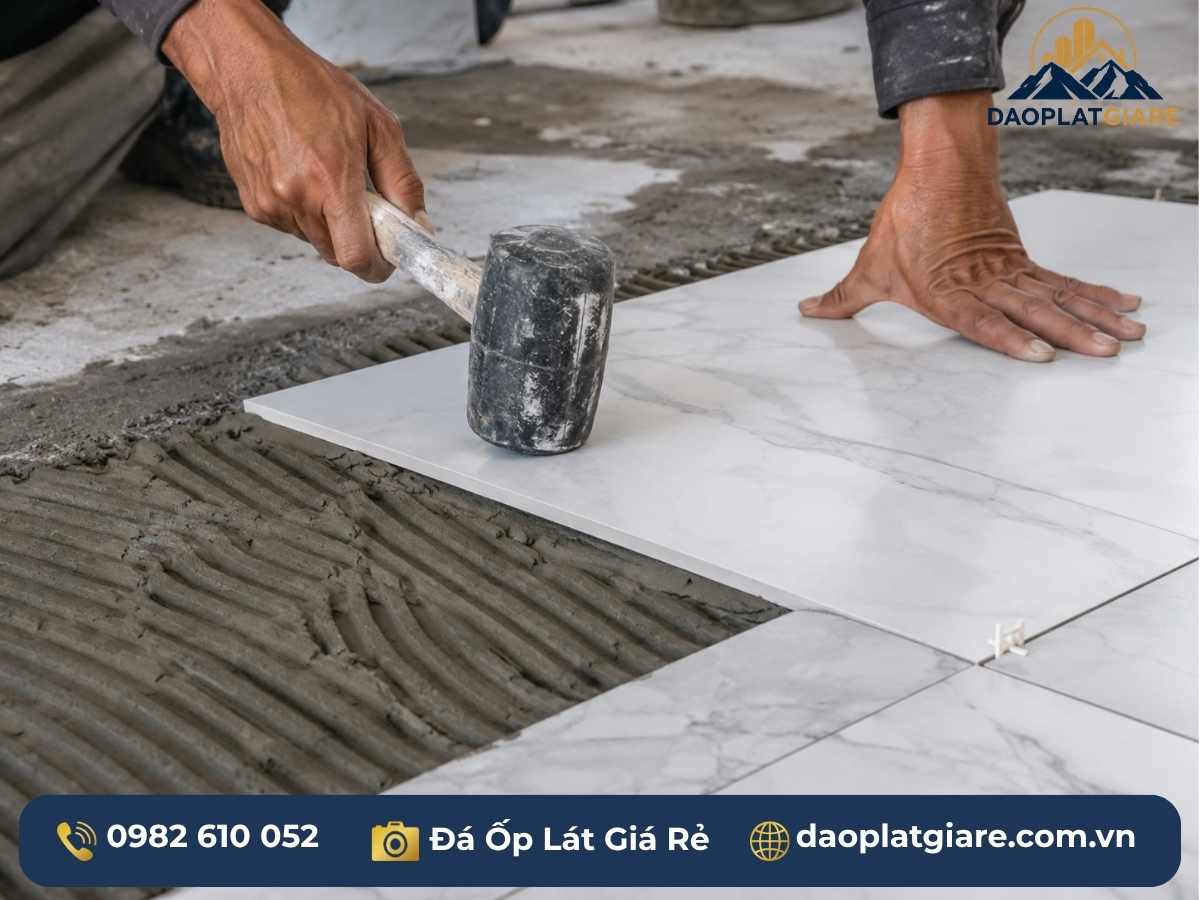 quy trình thi công đá ốp lát — ốp đá hoa Yên Bái thực tế