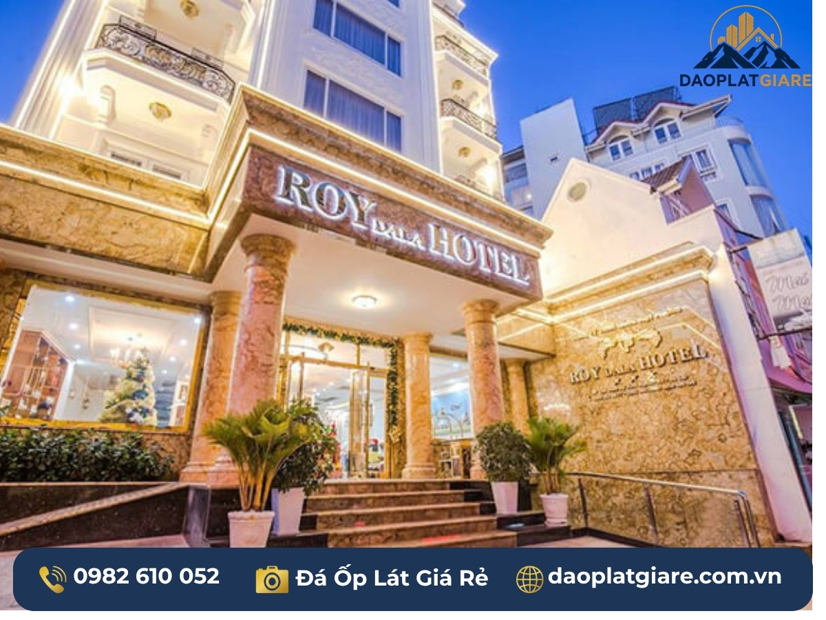mẫu đá ốp mặt tiền văn phòng thương mại granite xám đánh bóng