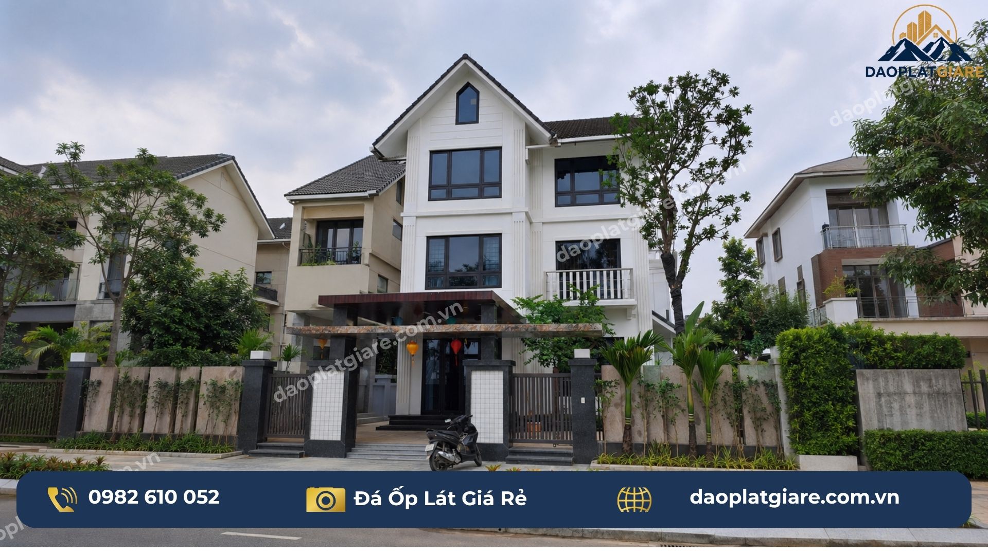 mặt tiền biệt thự ốp đá marble vân mây Yên Bái hoàn thiện đẹp chi phí ốp đá mặt tiền xứng đáng
