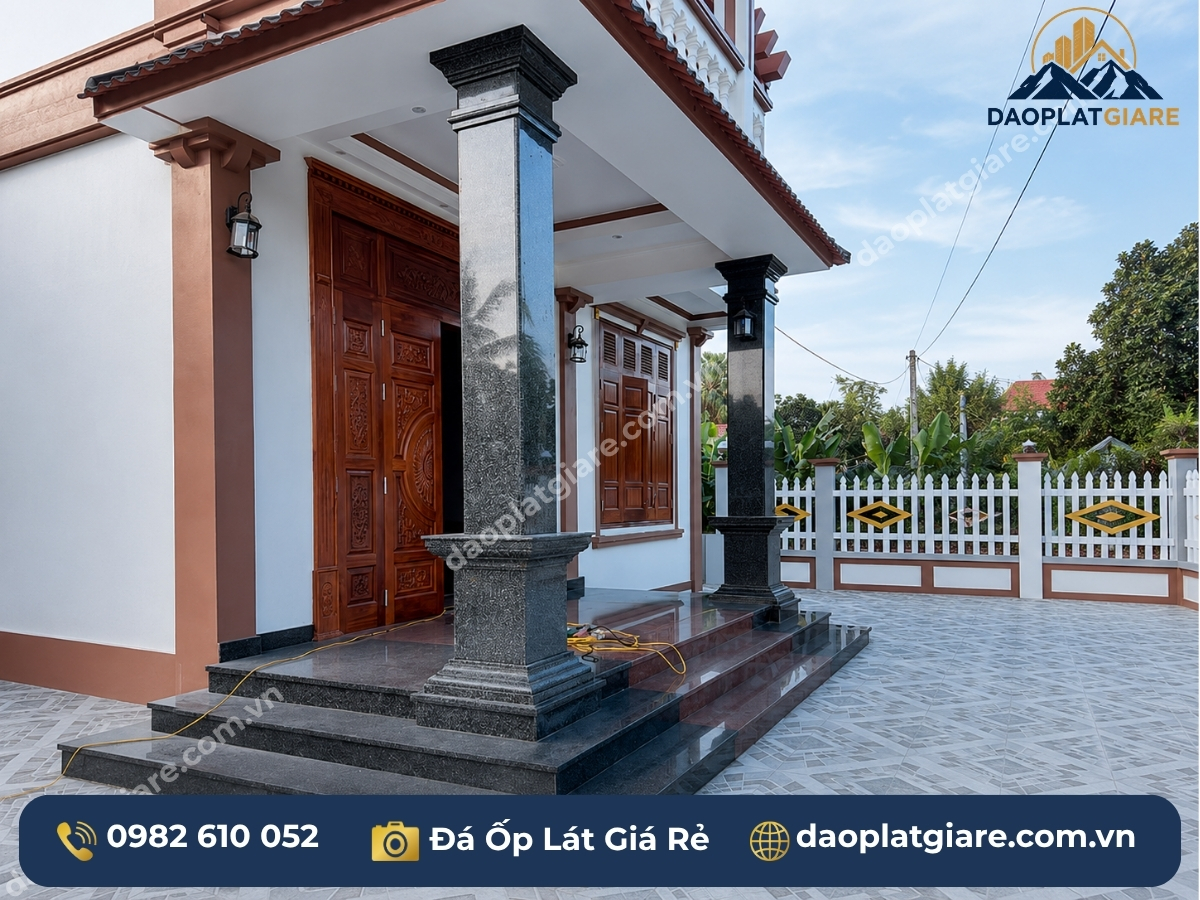 cột ốp granite xanh đen công trình sang trọng Thiên Khôi